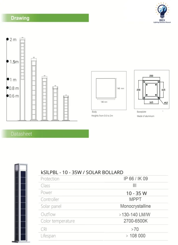 Solar Bollard Light 10W-35W | Efficient Outdoor Solar Lighting - Image 4