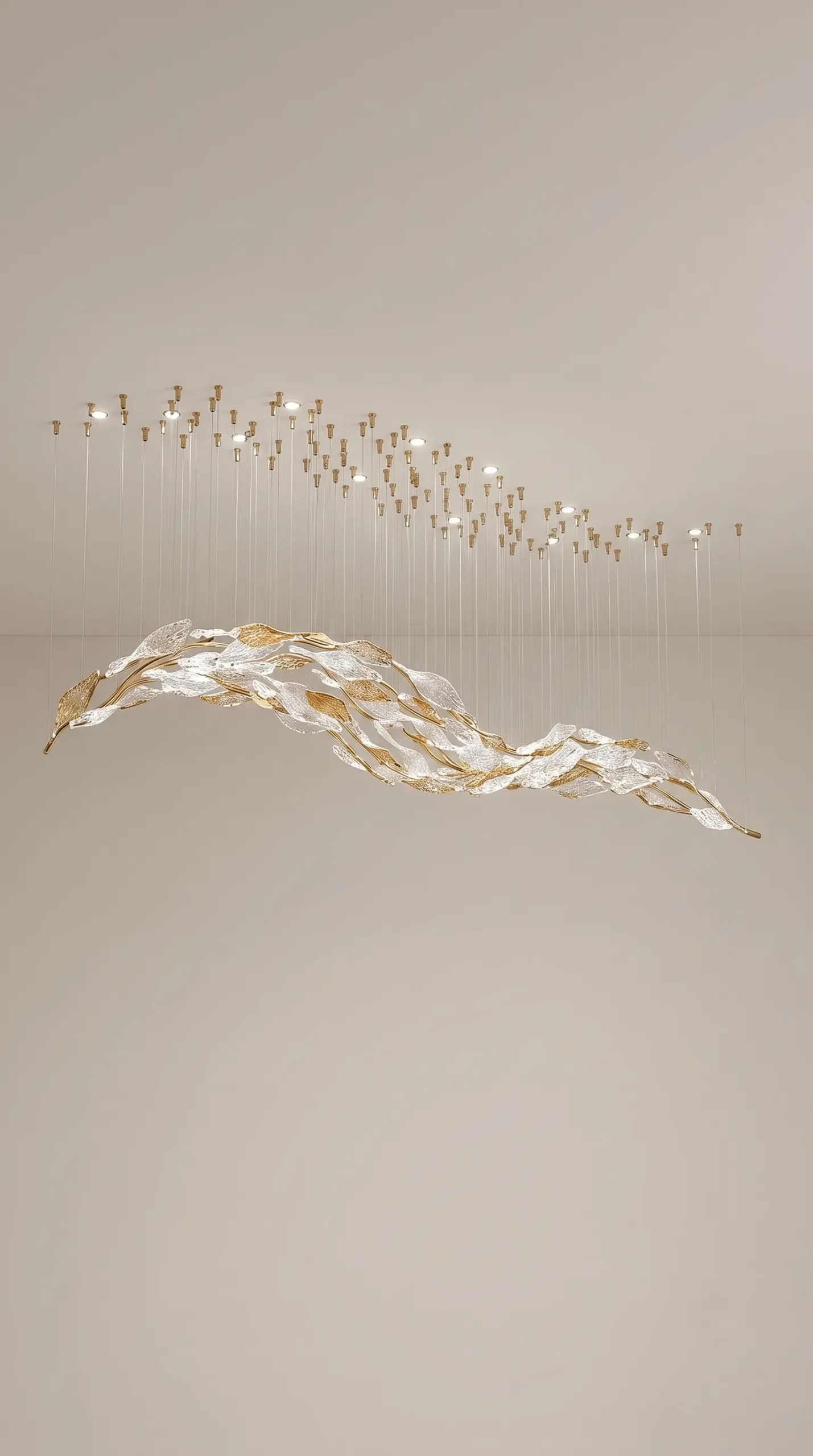 luxury chandelier – Gold & Clear Leaf Design - Image 5