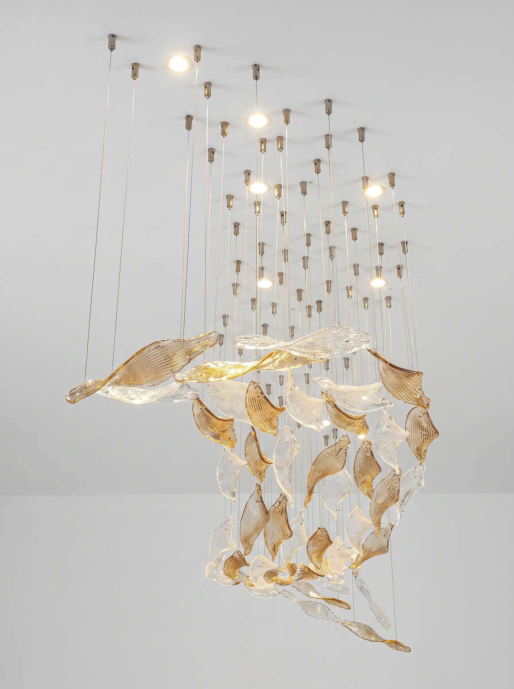 luxury chandelier – Gold & Clear Leaf Design - Image 3
