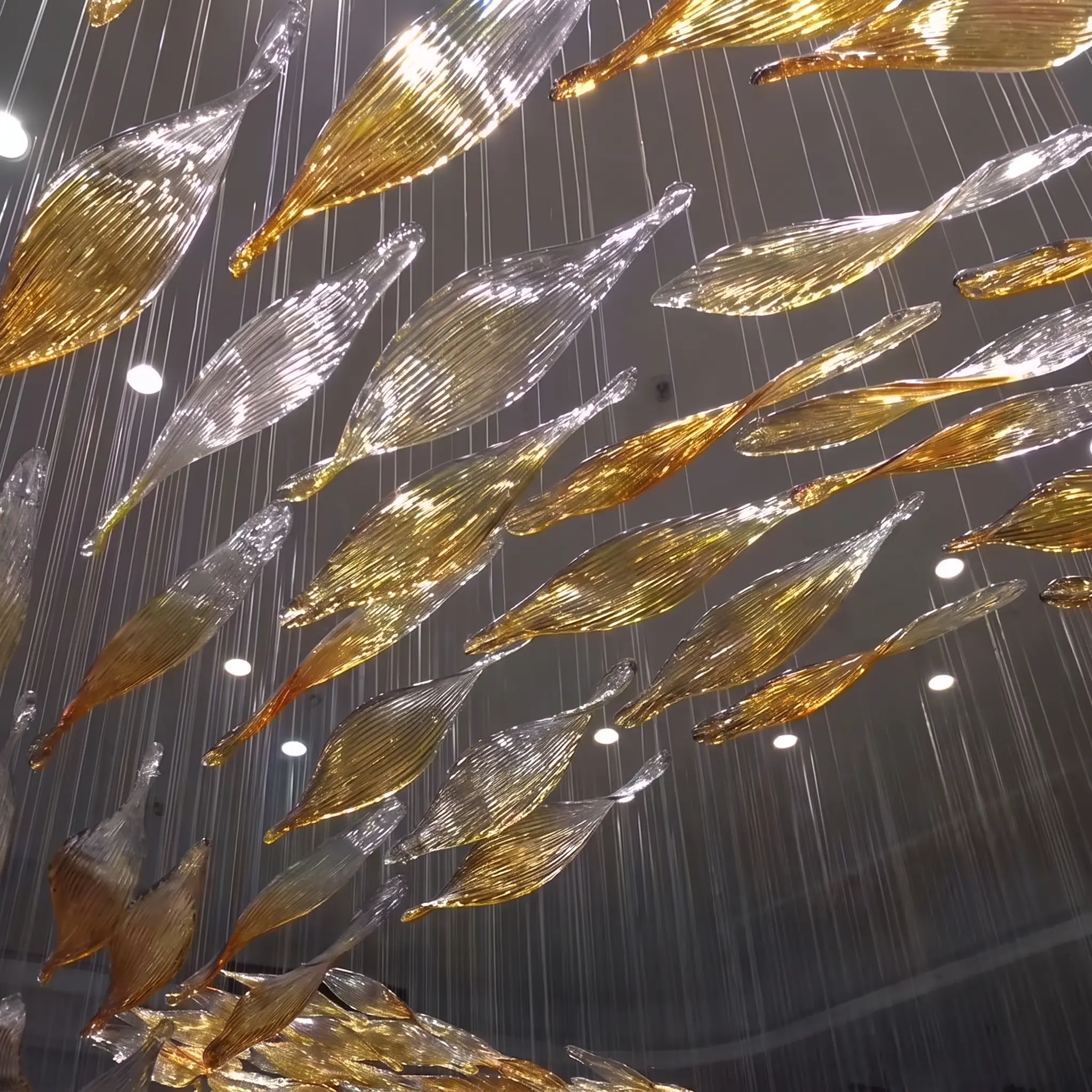 luxury chandelier – Gold & Clear Leaf Design - Image 2